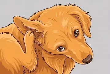Golden retriever shaking its head with ears flapping